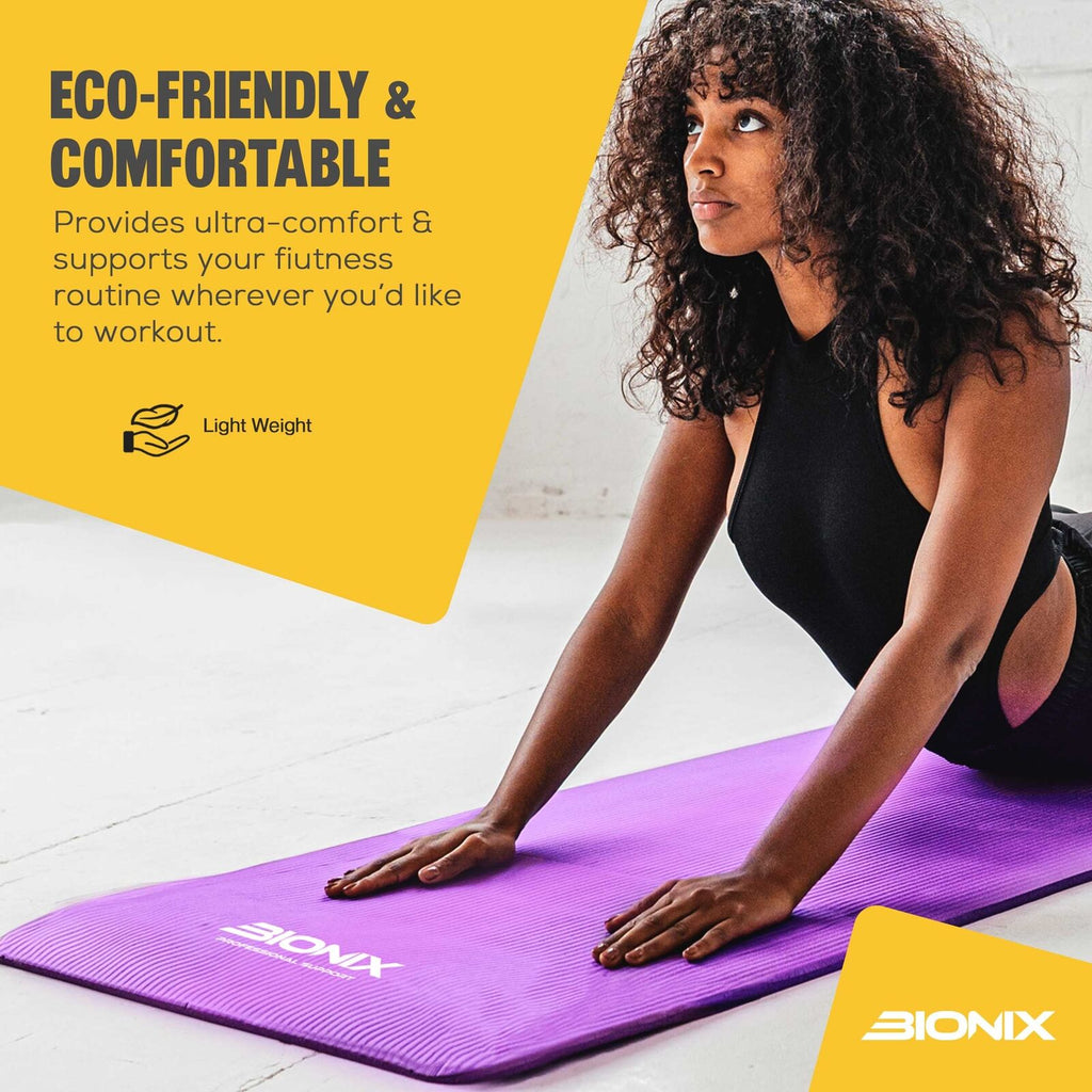 Yoga Mat Thick 10Mm Non Slip Gym Exercise Fitness Pilates Carry Strap NBR 183X62