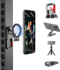 Magnetic Phone Mount for Magsafe, Maglock Tripod Adapter Magnet Golf Gym Workout Stand Metal Carabiner Holder with 1/4 Screw Hole, for Iphone 16 15 14 13 12 Series Foldable Portable Accessories