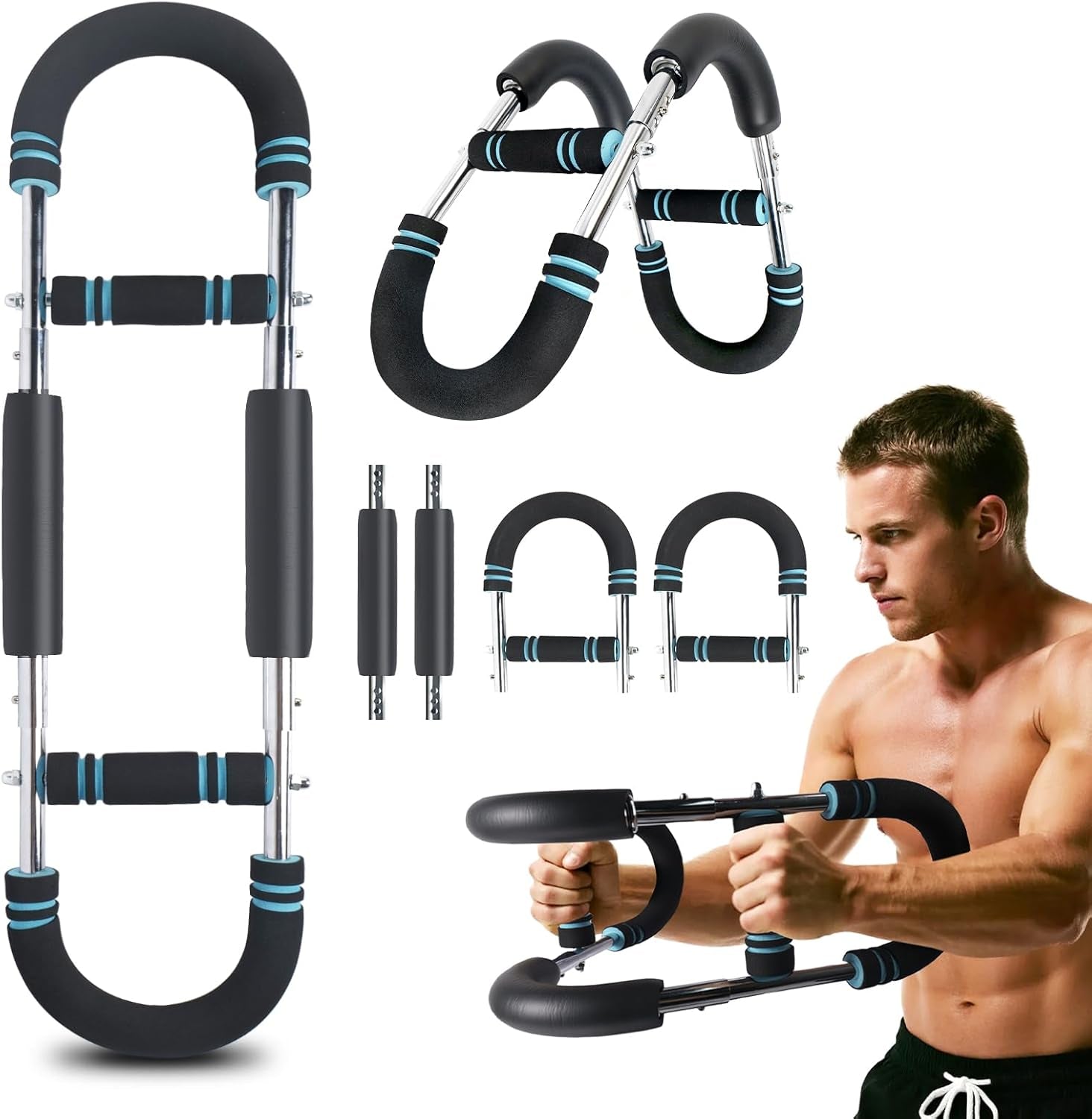 Twister Arm Trainer,3-Level Adjudtable Resistance(66/88/110Lb) Effectively Works Chest, Arms, Shoulders & Core, Detachable Portable for Home Travel Workout Equipment