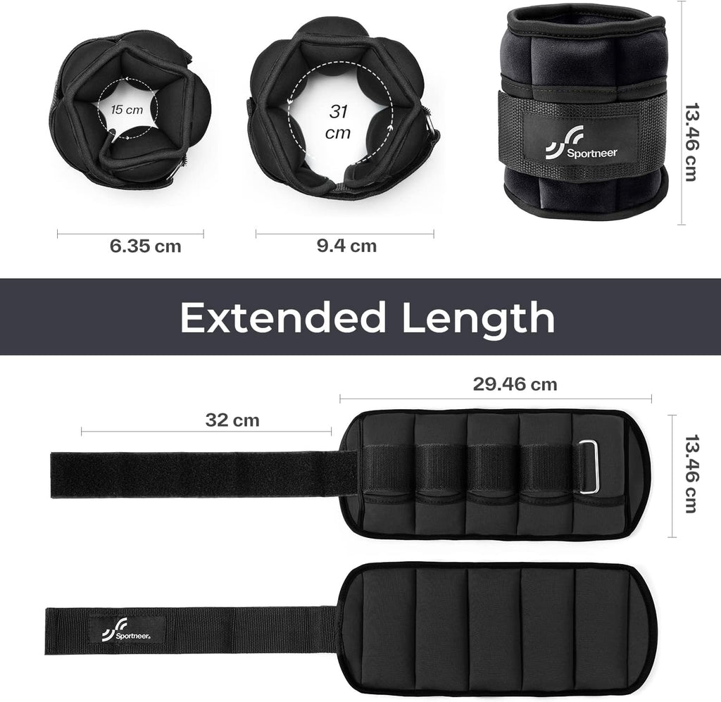 Adjustable Ankle Weights Set: Leg Weights, Ankle Weight Wrist Weight Straps, 0.45-1.6Kg for per Ankle, 0.9-3.2Kg for a Pair