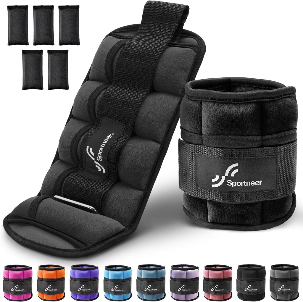 Adjustable Ankle Weights Set: Leg Weights, Ankle Weight Wrist Weight Straps, 0.45-1.6Kg for per Ankle, 0.9-3.2Kg for a Pair