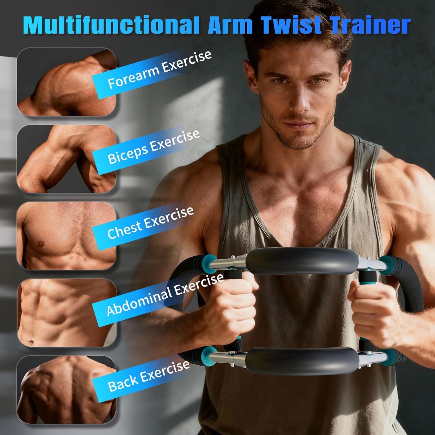 Twister Arm Trainer,3-Level Adjudtable Resistance(66/88/110Lb) Effectively Works Chest, Arms, Shoulders & Core, Detachable Portable for Home Travel Workout Equipment
