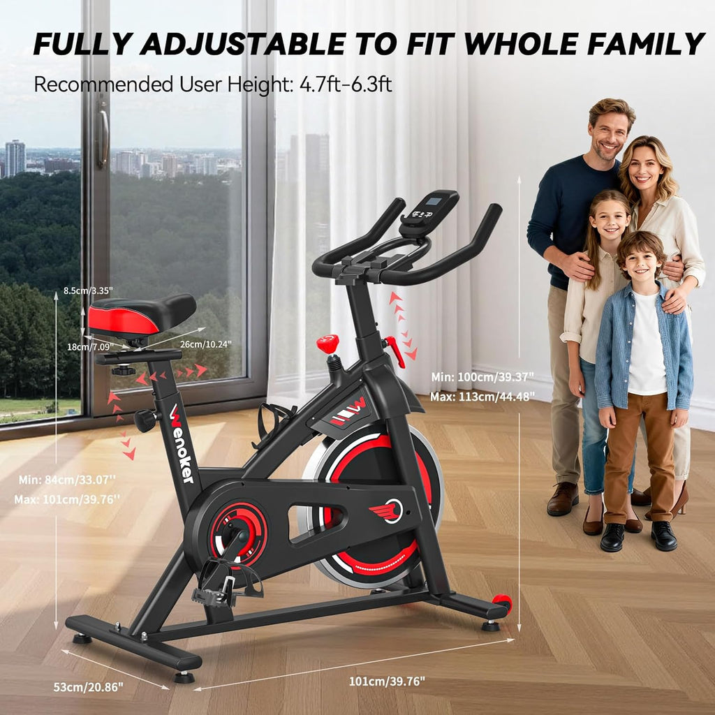 Exercise Bike APP Compatible, Indoor Cycling Spin Bike for Home Gym Use with LCD Display&Tablet Holder, Fitness Bike Exercise Equipment Cardio Training Machine