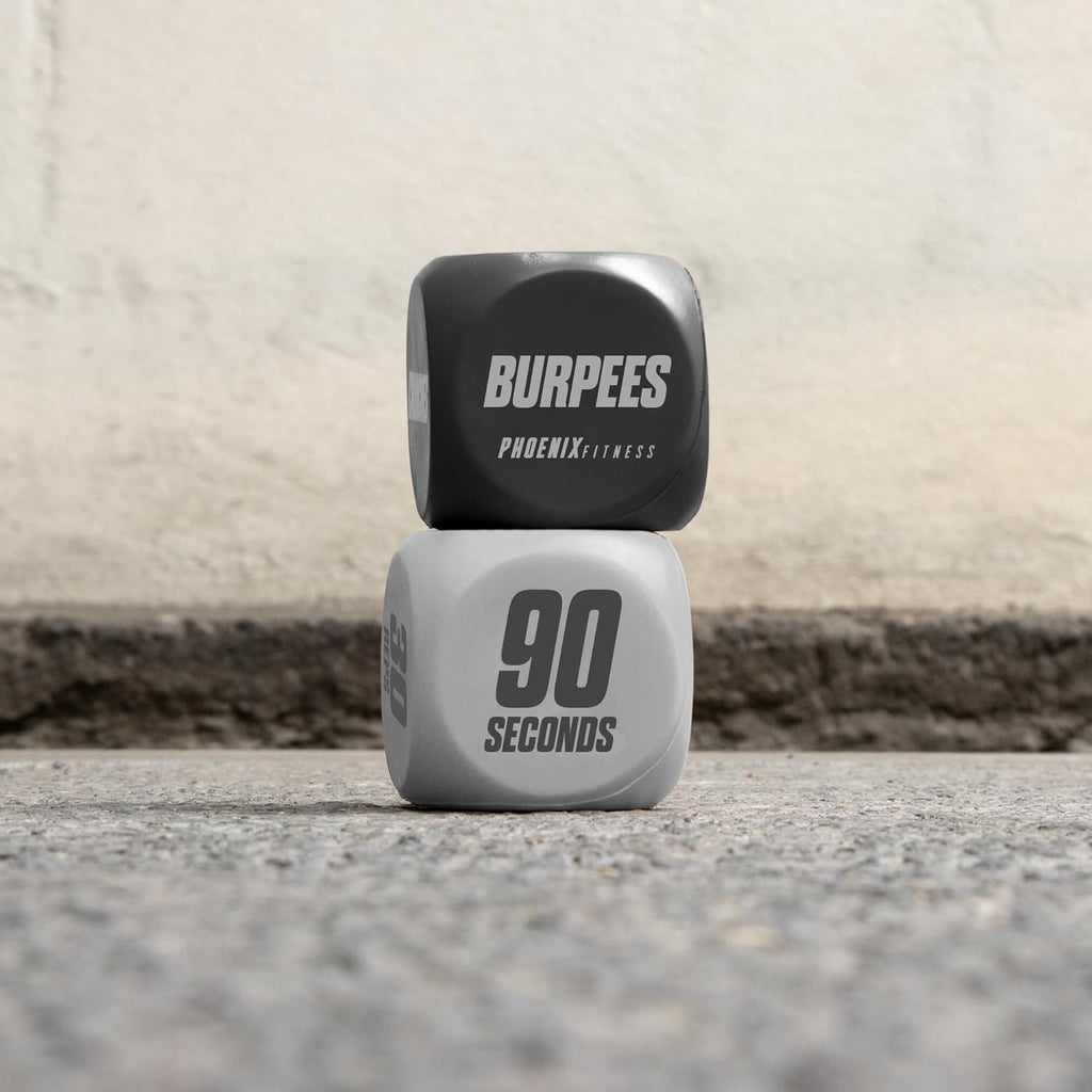 Exercise Dice - Workout Dice Game for Cardio, HIIT and Exercise Classes - Full Body Training Routine for Home & Gym - Black