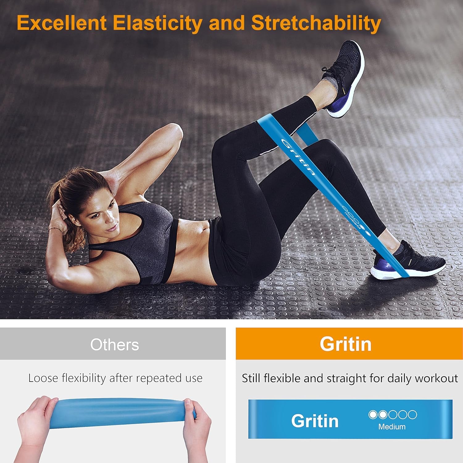 Resistance Bands, Set of 5 Skin-Friendly Resistance Fitness Exercise Loop Bands with 5 Different Strength Levels - Carrying Case Included - Ideal for Home, Gym, Yoga, Training