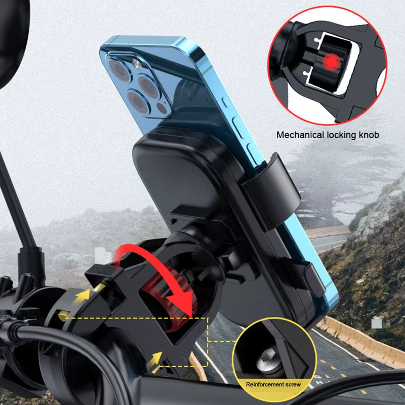 Anti-Slip Phone Mount 360° Rotatable Adjustable Bike Phone Mount for Outdoor Cycling, Mountain Bike Accessories