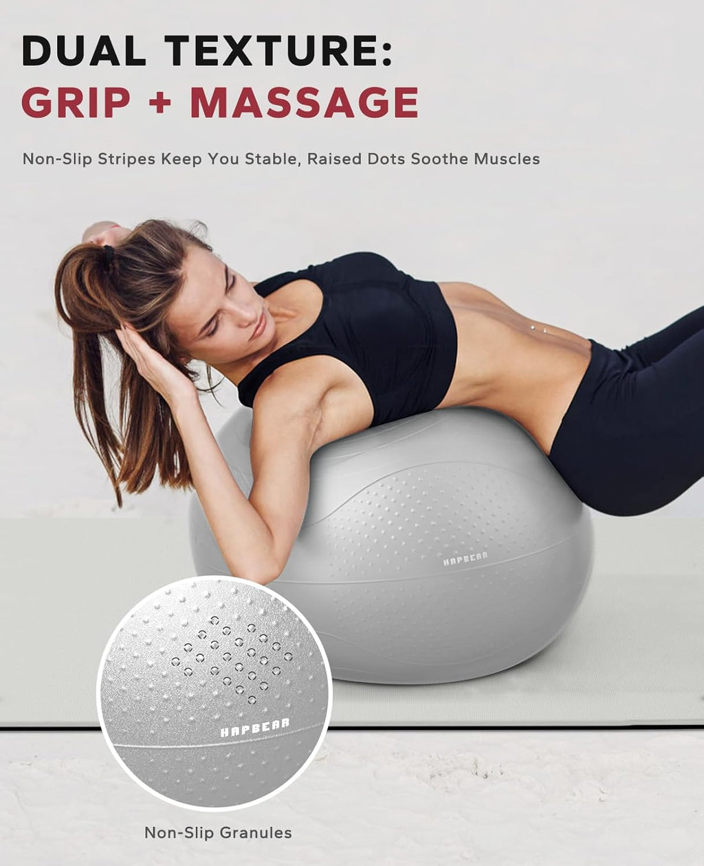 Exercise Ball 55-65Cm - Anti-Burst Slip-Resistant Yoga/Pilates Ball for Core Training & Posture Improvement, Home Gym/Rehab/Pregnancy Ball, Quick Pump & 3 Resistance Bands Included