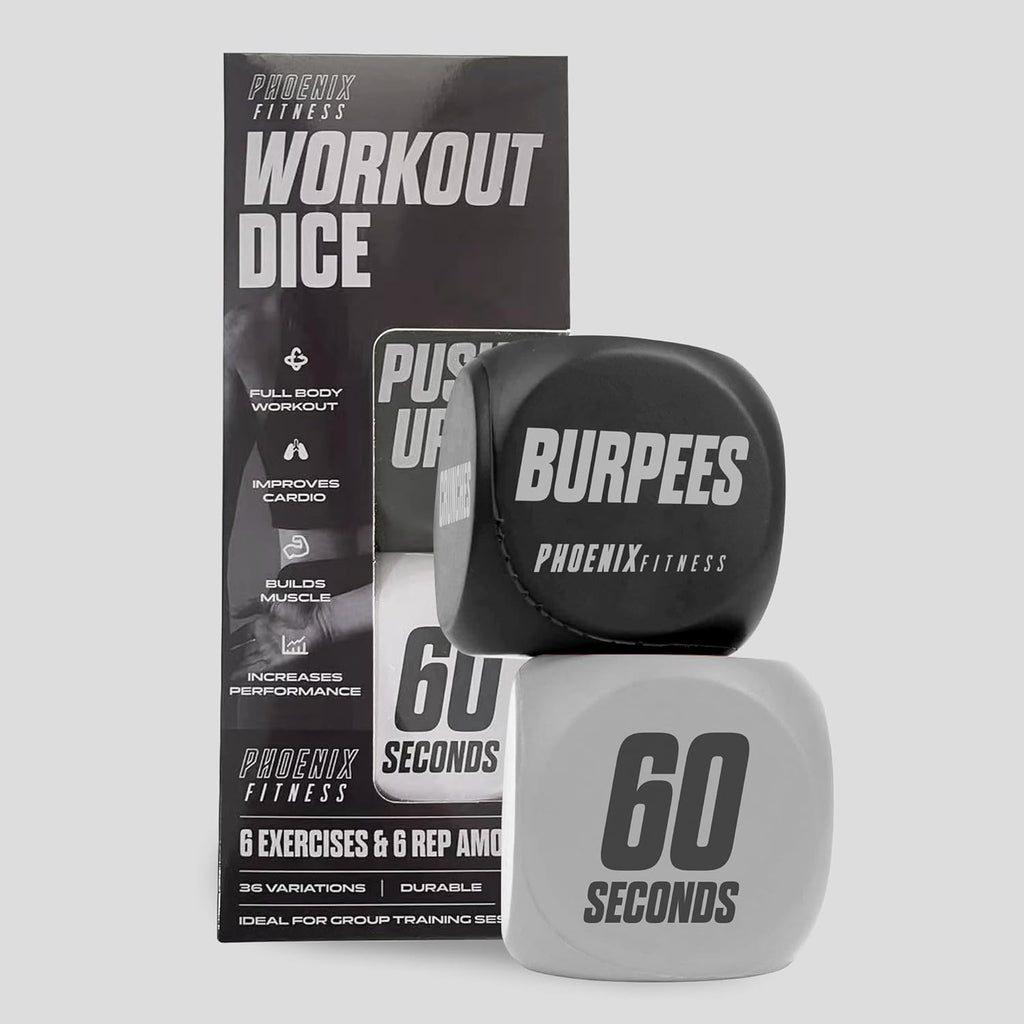 Exercise Dice - Workout Dice Game for Cardio, HIIT and Exercise Classes - Full Body Training Routine for Home & Gym - Black
