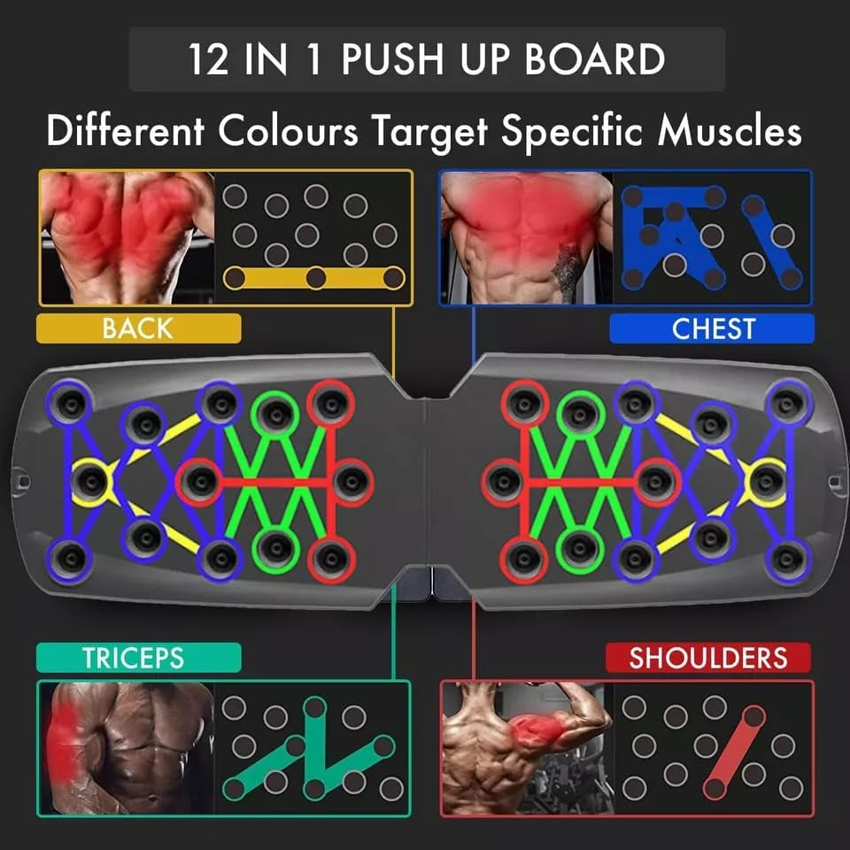 Push up Board with Resistance Bands – 20 in 1 Foldable Press up Board, Portable Home Workout Equipment for Men & Women, Fitness Gym Equipment, Pushup Bars, Strength Training, Gym Gift