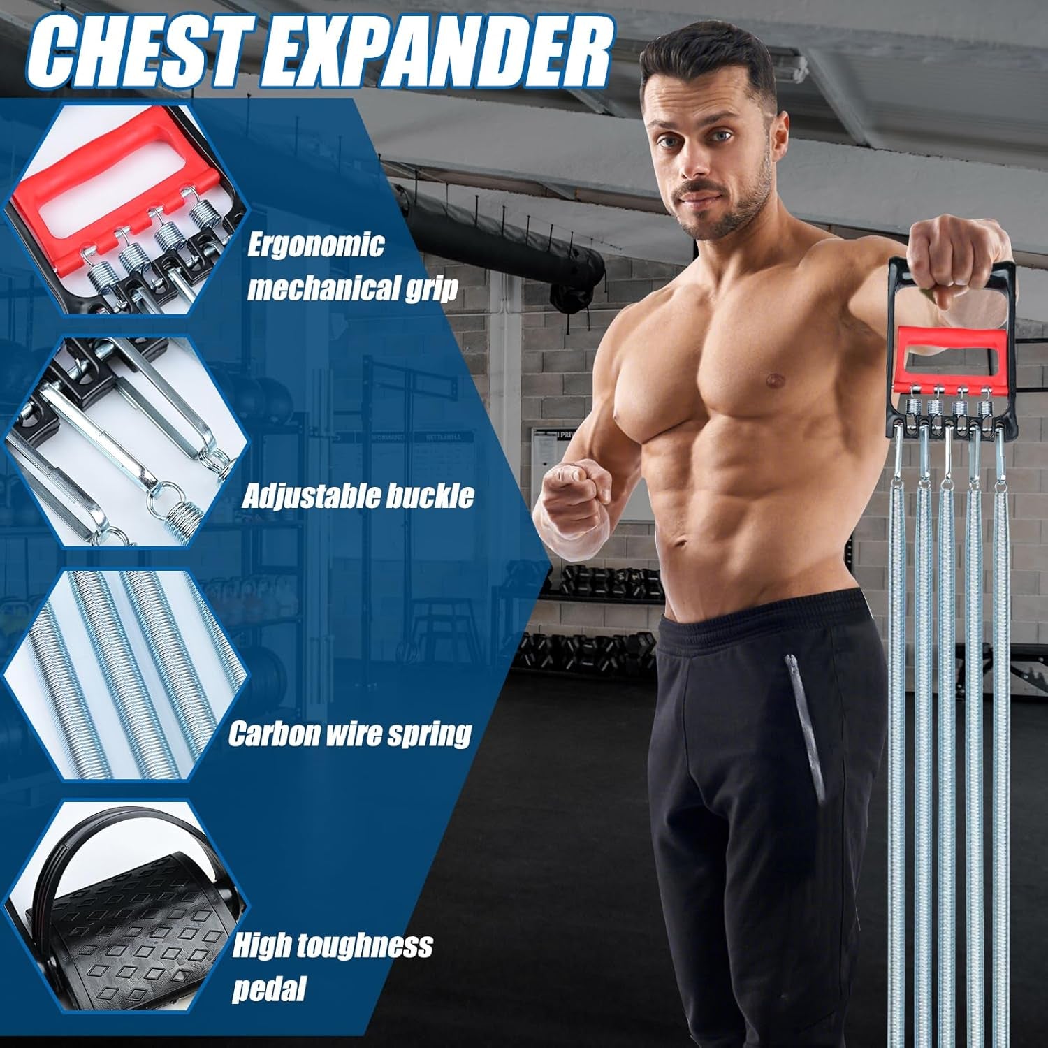 Tummy Trimmer Hand Gripper Chest Expander  3 in 1 Pull-Up Bars Spring Exerciser Elastic Sit up Pull Rope Home Fitness Equipment