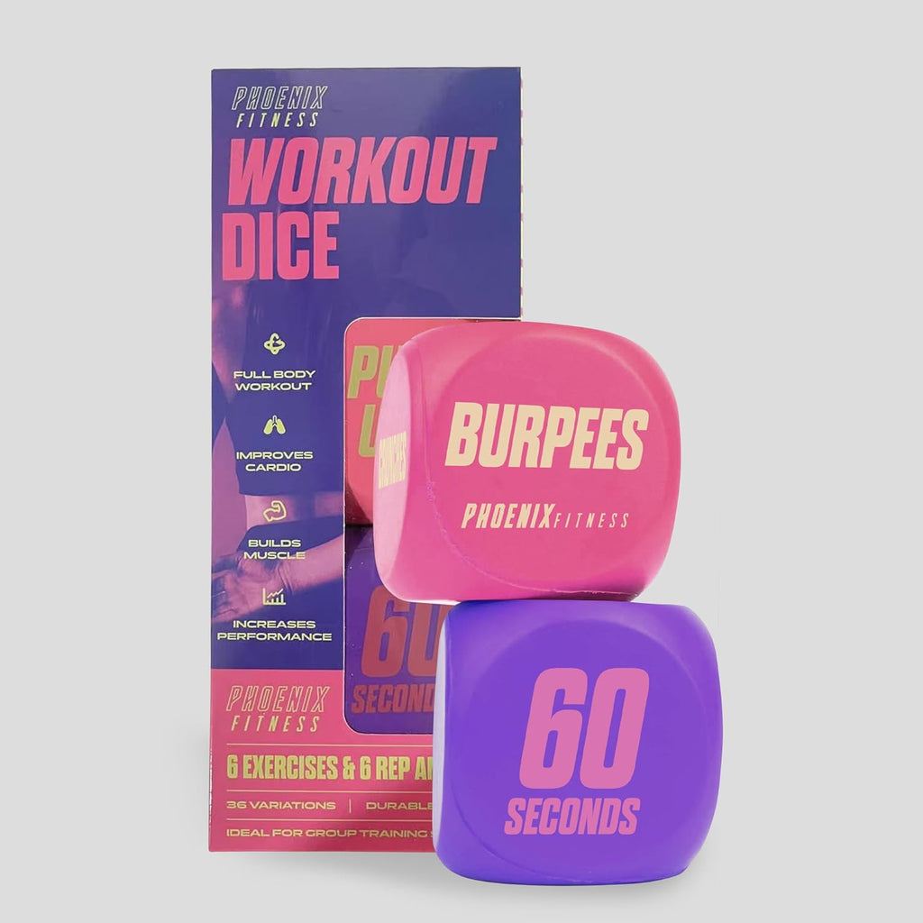 Exercise Dice - Workout Dice Game for Cardio, HIIT and Exercise Classes - Full Body Training Routine for Home & Gym - Pink
