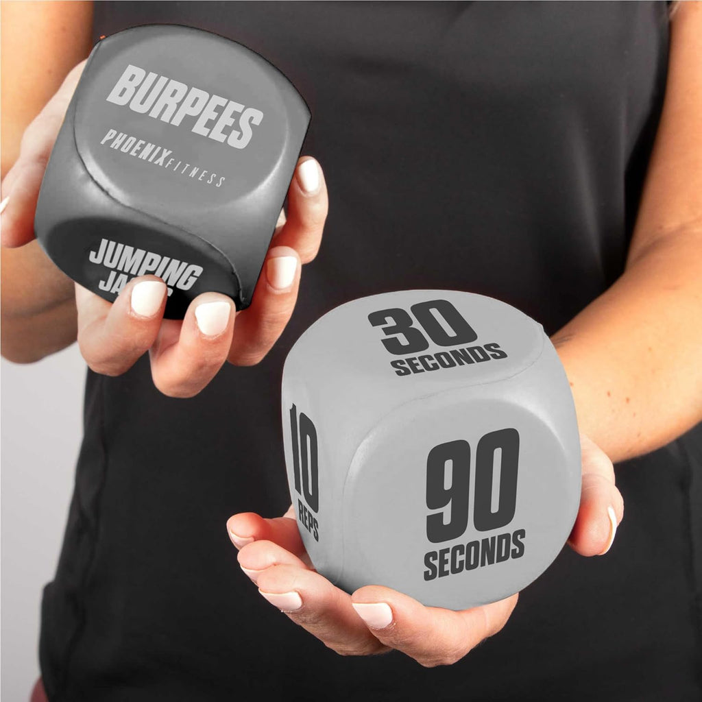 Exercise Dice - Workout Dice Game for Cardio, HIIT and Exercise Classes - Full Body Training Routine for Home & Gym - Black