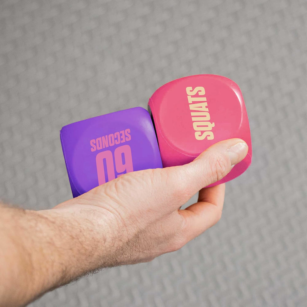 Exercise Dice - Workout Dice Game for Cardio, HIIT and Exercise Classes - Full Body Training Routine for Home & Gym - Pink