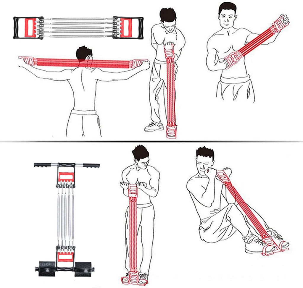 Tummy Trimmer Hand Gripper Chest Expander  3 in 1 Pull-Up Bars Spring Exerciser Elastic Sit up Pull Rope Home Fitness Equipment